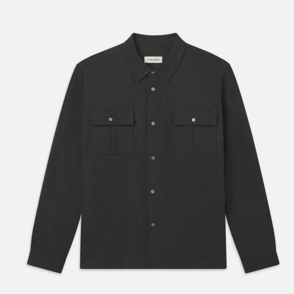 FRAME Classic Flannel Shirt in Grey Melange